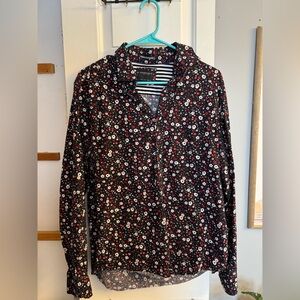 Men’s Black Floral Long Sleeve Button Down